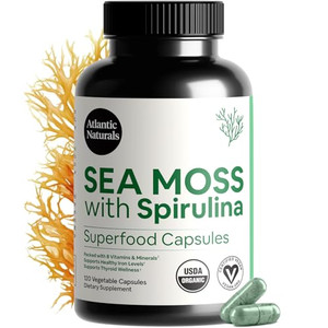 Atlantic Naturals Sea Moss with Spirulina Superfood Capsules - Multivitamin Supplement Supports Healthy Iron and Immune Health, Alternative to Seamos