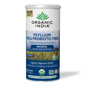 ORGANIC INDIA Psyllium Husk Powder - Pre & Probiotic Fiber Supplement, Whole Psyllium Husk Supplement, Unflavored Powder, Dietary Fiber, USDA Organic