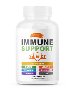 SIRUNES Immune Booster - Immunity Support Multivitamin with Vitamin C, D3, Elderberry, Zinc, Echinacea, Ginger & Turmeric - Antioxidant, Energy, Brai