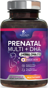 Prenatal Vitamins for Women with Folic Acid + Omega 3 DHA for Fetal Brain Development, Best Prenatal Vitamin Supplement, Daily Pregnancy Multivitamin