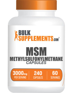 BulkSupplements.com MSM Capsules - Methylsulfonylmethane, MSM 3000mg - Joint Supplements, Gluten Free, 4 Capsules per Serving, 240 Count (Pack of 1)
