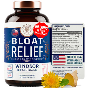 Bloat Relief Probiotic and Digestive Enzymes - Anti Bloating Turmeric, Fennel, Bromelain IBS Supplement - Detox Debloat Capsules Gas - Bloating Relie