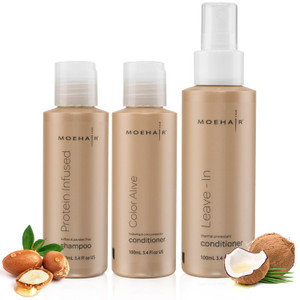 Moehair Travel Size Toiletries (Protein-Infused Shampoo & Color Alive Conditioner) | Travel Shampoo & Conditioner Set | Protects Color | Strengthens