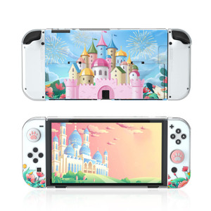 ECHZOVE Protective Case Compatible with Nintendo Switch OLED,Switch OLED Hard Console Case and Joy Con TPU Case with Thumb Grip Caps and Screen Prote