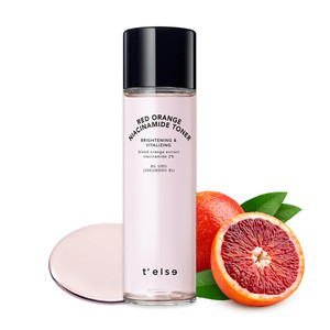 T'else Red Orange Niacinamide Toner 150ml, 5.2 Fl.oz, Tone Up Vitalizing Facial Essence, Smoothening Skin Texture Watery Toner with Exfoliation, PHA