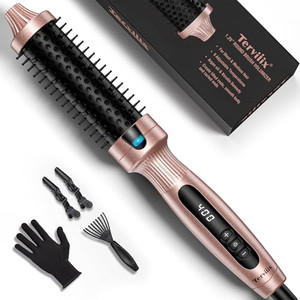 Terviiix Thermal Brush 1.5 Inch Create Voluminous Style & Loose Hair, Ceramic Tourmaline Ionic Hot Brush Heated Curling Brush, Digital Display 9 Temp