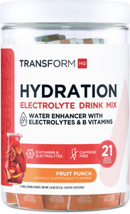 TransformHQ Hydration Drink Mix (21 Single-Serving Packets, Blue Raspberry) - Hydration Supplement Blend with Vitamins and Electrolytes