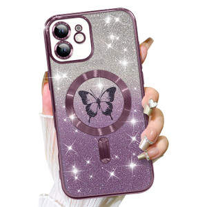 Fiyart Designed for iPhone 16 Pro Max Case,Compatible with MagSafe Butterflies Plating Camera Protection Phone Cover, Magnetic Glitter for Women Girl