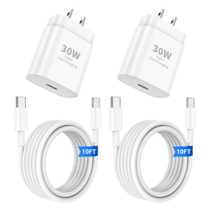 30W USB C Fast Charger for iPhone 16 15 Pro Max Plus,2PACK USB C Charger Block with [ 6FT + 10FT ] USB C Charging Cable for iPhone 16 15 Pro Max/16 1