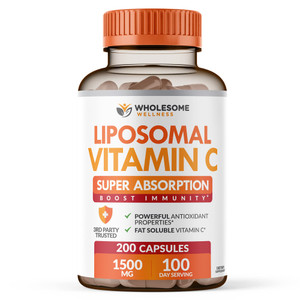 Wholesome Wellness Liposomal Vitamin C Capsules (200 Pills 1500mg Buffered) High Absorption, Immune System & Collagen Booster, High Dose Fat Soluble