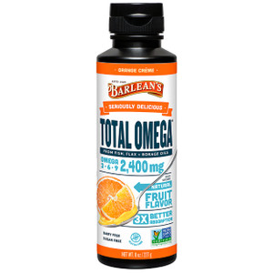 Barlean's Total Omega 3 6 9 Orange Crème Liquid Fish Oil Supplement with Borage and Flaxseed Oil, 2,400 mg of Omegas EPA and DHA Plus GLA for Joint a