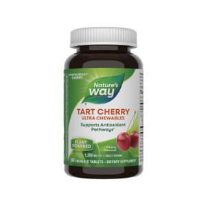 Nature's Way Tart Cherry Ultra Chewables, Supports Antioxidant Pathways* with Anthocyanins, 1,200 mg Potency per 3-tablet Serving, Cherry Flavored, G