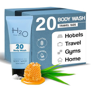 Travel Size Hotel Body Wash 20 Count 0.85 oz Bottles Guest Amenities for Hotels Vacation Rentals and Short Term Rentals Paraben Free Green Tea Scent