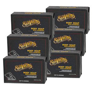 Suavecito Body & Hand Soap Bars Moisturizing Masculine Original Fragrance With Charcoal 6 oz 6 Pack