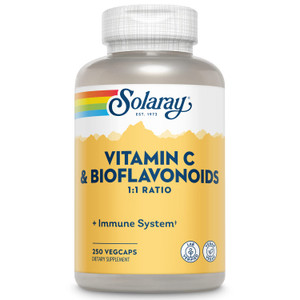 SOLARAY Vitamin C 500mg with Citrus Bioflavonoids, 1:1 Ratio - Antioxidant and Immune Support Supplement - Vitamin C with Rose HIPS and Acerola, Vega