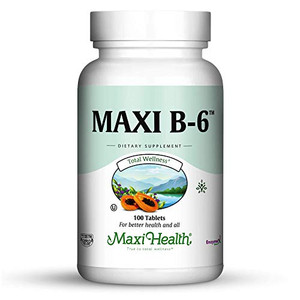 Maxi Health B-6 - Vitamin B6-100 mg Cardiovascular Health - 100 Tablets - Kosher (100 Count, Pack of 2)