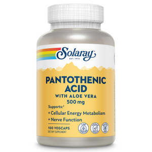 SOLARAY Pantothenic Acid 500mg - Pantothenic Acid Supplement (Vitamin B5) - Essential B Complex Vitamin - Nervous System and Cellular Energy Support