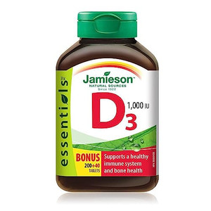Vitamin D3 1,000 IU Bonus -240 tabs Brand: Jamieson Laboratories