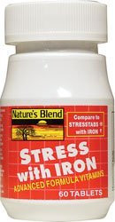 Nature's Blend Stress Advanced Formula Vitamins with IRON Compares to STRESSTABS with IRON (Pack of 2)