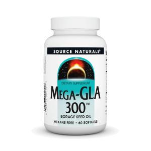 Source Naturals Mega-GLA 300 - Borage Seed Oil That is Hexane-Free - 60 Softgels