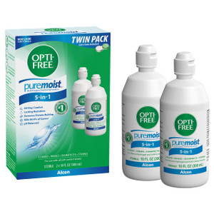 Opti-Free Puremoist Multi-Purpose Contact Lens Solution with Lens Case, 20 Fl Oz (pack of 2- 10oz bottles)
