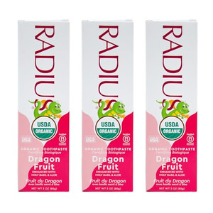 RADIUS USDA Organic Kids Toothpaste 3oz Non Toxic Chemical-Free Gluten-Free Designed to Improve Gum Health for Children's 6 Months and Up - Dragon Fr