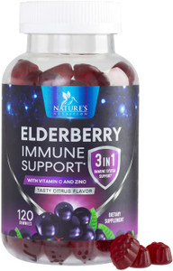 Elderberry Gummies - 3X Strength Black Elderberry Immune Support Gummy with Vitamin C, D3 and Zinc for Kids & Adults, Immune Health Support Supplemen
