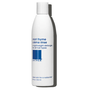 LATHER - Mint Thyme Crème Rinse, 8 fl oz - Hair Conditioner - Lightweight Detangler - All Hair Types - Avocado Oil, Vitamins & Protein - Sensitive Sk