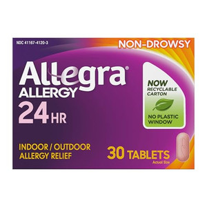 Allegra Adult 24-Hour Allergy Relief Tablets, Non-Drowsy Indoor and Outdoor Allergy Medicine, 180 mg Fexofenadine HCI Antihistamine Pill, 30-Count