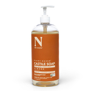 Dr. Natural Castile Liquid Soap - Multi-Use Body Wash, Shampoo and Face Wash - Hydrating Body Soap for Skin, Hair, Pets and Home - Almond - 32 oz.
