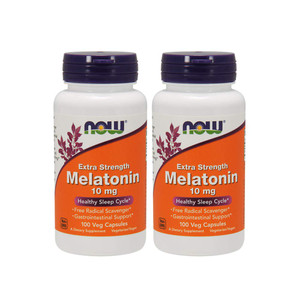 Now Supplements, Melatonin, Extra Strength 10 mg, 100 Veg Capsules (Pack of 2)