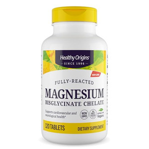 Healthy Origins Magnesium Bisglycinate Chelate (Non-GMO, Gluten Free, Cardiovascular Support, Bone Support, Neurological Support, Vegan), 120 Tablets