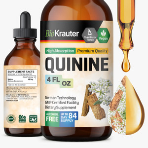 BIO KRAUTER Quinine for Leg Cramps Tincture - Cinchona Bark Extract - Vegan Quinine Liquid - Alcohol & Sugar Free Extract 2 Fl.Oz.