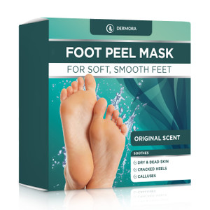 DERMORA Foot Peel Mask - 2 Pack of Regular Size Skin Exfoliating Foot Masks for Dry, Cracked Feet, Callus, Dead Skin Remover for Baby Soft Feet, Lave