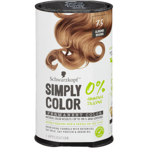 Schwarzkopf Simply Color Permanent Hair Dye, 7.5 Almond Brown, Long-Lasting with Nourishing Ingredients, No Ammonia or Silicone, All Hair Types
