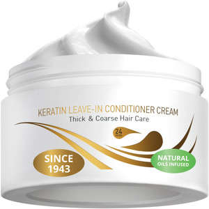 VITAMINS hair cosmetics Keratin Leave in Conditioner for Dry Damaged Hair - Curl Defining Cream for Frizz Control, Detangling & Ultimate Hydration -