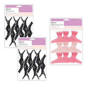 Diane D9993 Gator Clips and Large Frosty Butterfly Clips Bundle