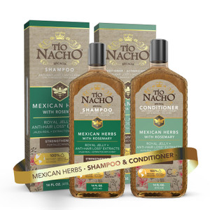 Tío Nacho Mexican Herbs Anti-Hair Loss Shampoo and Conditioner Set with Royal Jelly and Rosemary Extract, Strengthening and Nourishing Routine for Ha