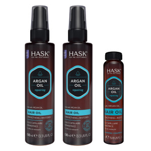 HASK ARGAN Repairing Shine Hair Oil for All Hair Types, Vegan, Color Safe, Gluten-free, Sulfate-free, Paraben-free - Pack of 3