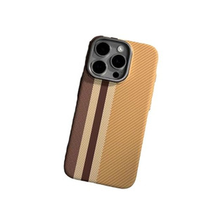 HUHUCASE Suitable for IPhone17ProMax Mobile Phone Case Kevlar Pattern Magnetic Hard Shell Carbon Fiber Pattern Anti-Fall Protective Cover (Gold,iPhon
