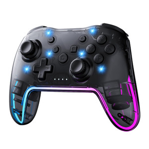 Twylyte Wireless Controller for Switch/Lite/OLED & PC/iOS/Android, RGB Backlight with 7 Colors, Adjustable Turbo & Vibration, One-Button Wake-Up, Erg