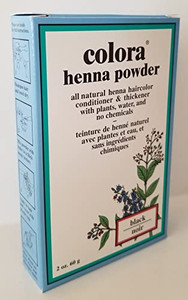 Colora Henna Powder Hair Color Black 2 Ounce (59ml) (3 Pack)