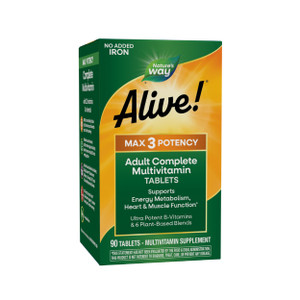 Nature's Way Alive! Max3 Potency Adult Complete Multivitamin, High Potency B-Vitamins to Support Cellular Energy Metabolism*, Multivitamin with Methy