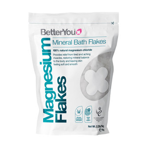 BetterYou Magnesium Mineral Bath Flakes - Mineral Bath Salts with Magnesium Chloride - Foot Bath or Body Bath Soak - Safe On Sensitive Skin - 2.3 lb