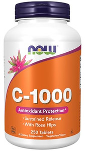 NOW Foods, C-1000 Vitamin C-1000 Sustained Release with Rose Hips, 250 Tablets