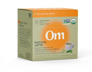 OM MUSHROOM SUPERFOOD Matcha Latte Blend  Green Tea Mushroom Powder with Lions Mane, Reishi, Chaga & Turkey Tail  Focus, Calm & Stress Support  S