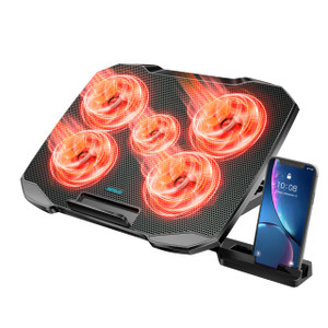 AIMIUZI Laptop Cooling Pad for Computer Laptop Cooler for 12-15.6 Inch Notebooks, Laptop Cooling Stand with 5 Quiet Fans, 5 Height Adjustable,2 USB P