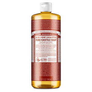 Dr. Bronner's - Pure-Castile Liquid Soap (Eucalyptus, 32 ounce) - Made with Organic Oils, 18-in-1 Uses: Face, Body, Hair, Laundry, Pets & Dishes, Con