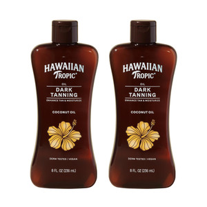 Hawaiian Tropic Dark Tanning Oil, 8 Fl Oz | Moisturizing Body Oil with Cocoa Butter, Tan Enhancer, 8 Fl Oz each Twin Pack