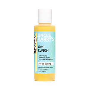 Uncle Harry's Certified Organic Oral Swish for Ayurvedic Oil Pulling | Sesame Oil, Oregano, & Clove | Whitening Mouthwash Treatment for Healthy Teeth